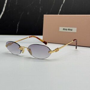 NEW MIU MIU MUA54S 5AK04O SUNGLASSES OVAL GOLD WOMEN SUNGLASSES MU A54S, SMU A54
